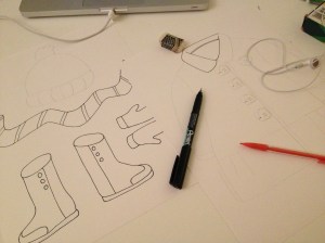 winter clothes drawing