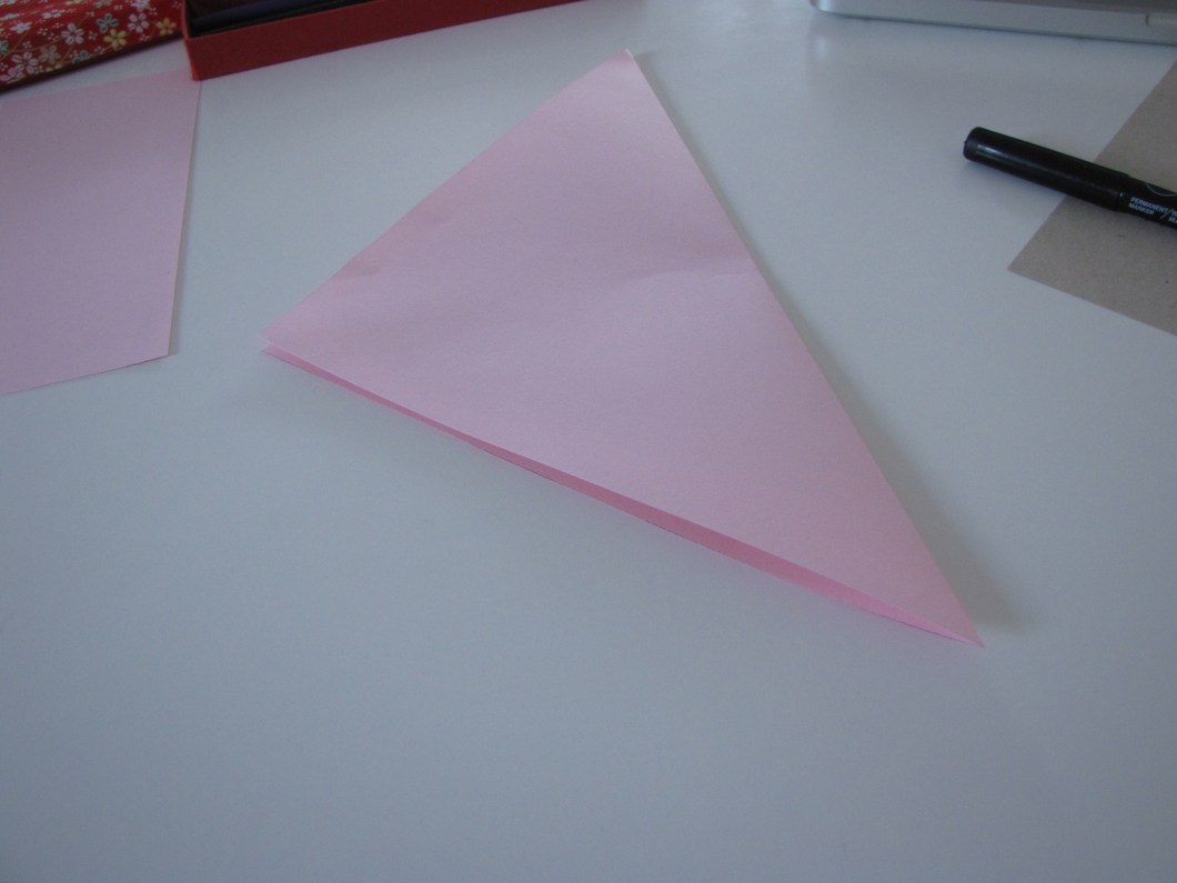 Fold the large square in half.