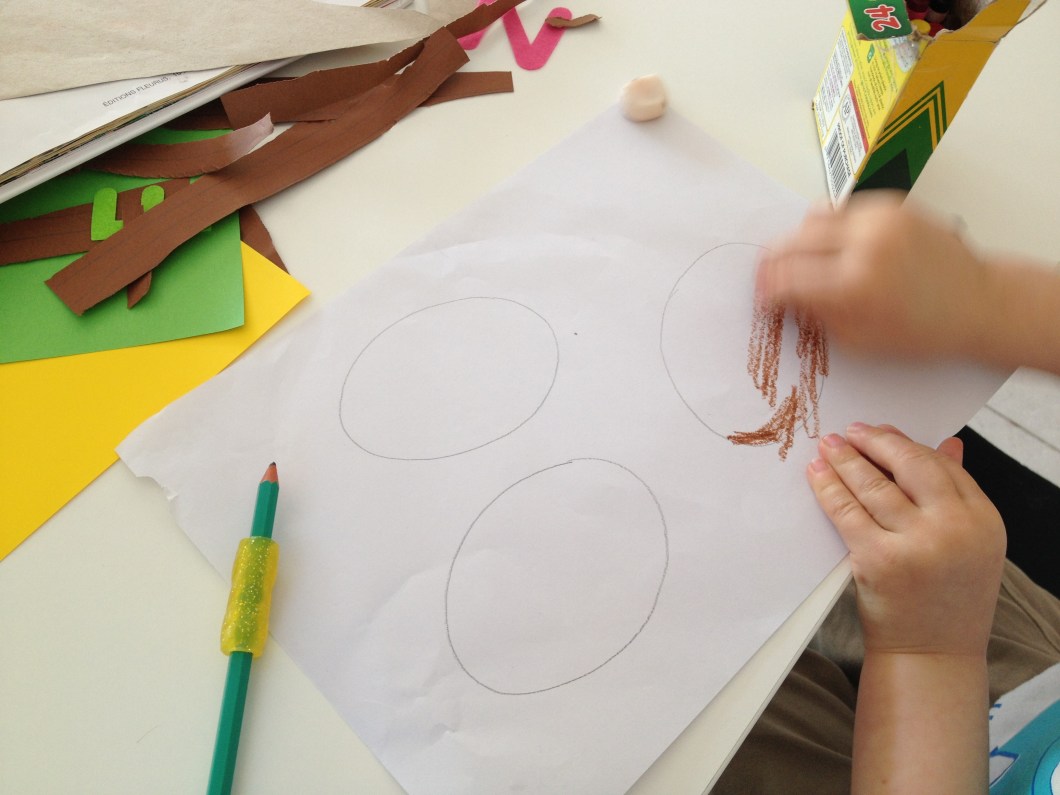 Draw your dinosaur eggs and let your child color them in.