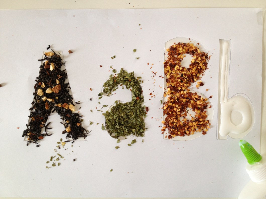 add glue and herbs/spices