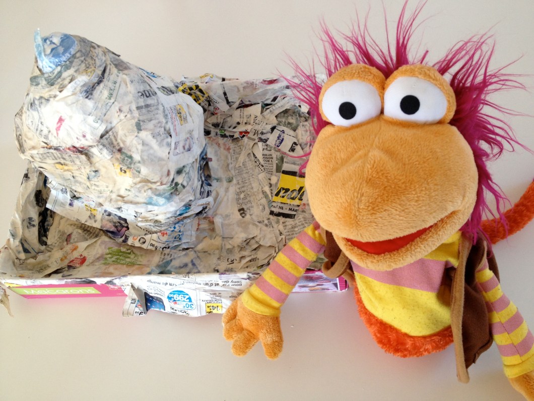 Here's Gobo standing proudly next to his dried volcano.