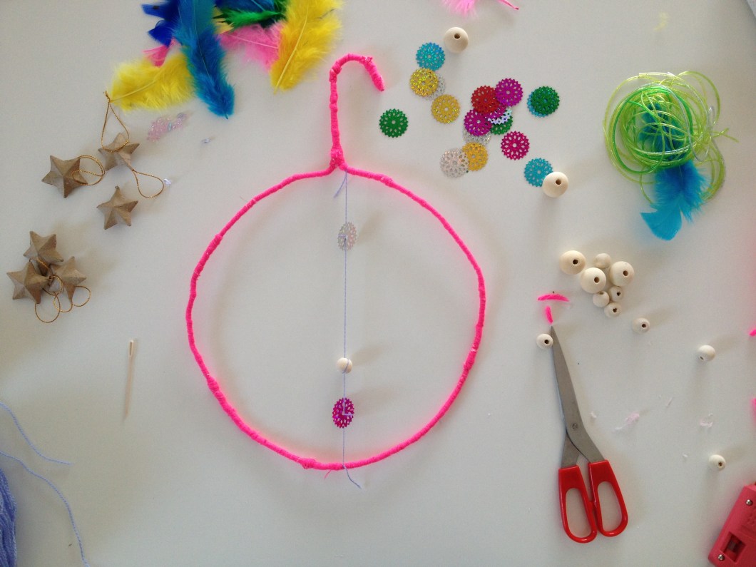 Now tie the other end of the string to the opposite side of your circle.