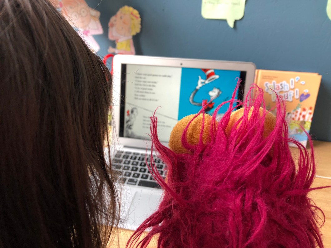 Gobo looks at computer