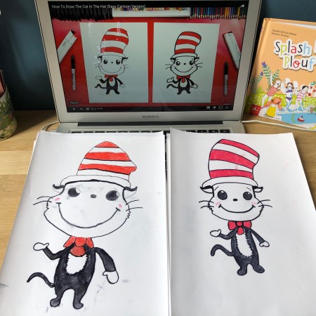 An easy English ESL activity for drawing the cat in the hat