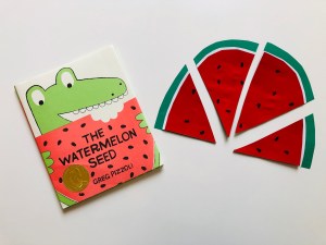 Paper watermelon craft and The Watermelon Seed book